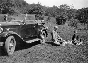 Couple with picnic, Trossachs, Scotland Couple with picnic, Trossachs, Scotland
