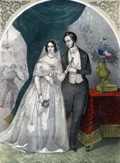 Vintage Wedding Pictures Prints: A couple at their wedding reception