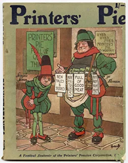 Front cover of Printers Pie magazine illustrated by John Hassall showing Simple Simon Front cover of Printers Pie magazine illustrated by John Hassall showing Simple Simon