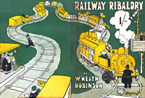 Front and back covers, Railway Ribaldry by W Heath Robinson Front and back covers, Railway Ribaldry by W Heath Robinson