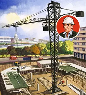 Construction Site Workers Prints: Crane Driver