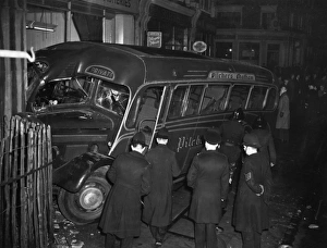 Crashed coach, Old Kent Road, SE London Crashed coach, Old Kent Road, SE London