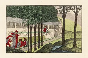 Crossbow shooting at the butts, 16th century Crossbow shooting at the butts, 16th century