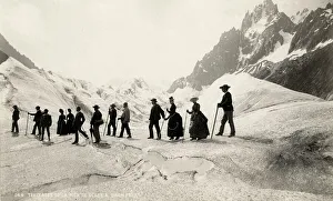 Crossing the Mer de Glace glacier near Chamonix, French Alps Crossing the Mer de Glace glacier near Chamonix, French Alps