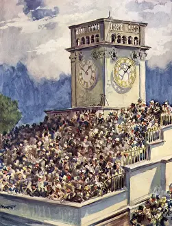 Horse Racing Events Prints: The crowd under the clock at Ascot