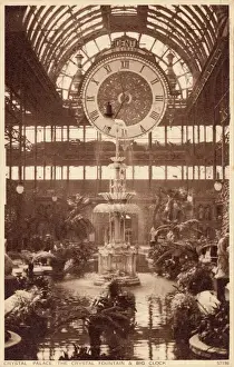 Palace Prints: View of Crystal Fountain and Big Clock, Crystal Palace Print