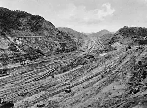 Prints of Culebra Cut viewed from Observation Platform, Y.M.C.A. Building, Culebra, Panama Canal Panama Prints: Culebra Cut viewed from Observation Platform, Print