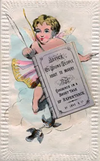 Cupid with good advice on a comic Valentine card Cupid with good advice on a comic Valentine card