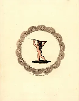 Cupid picks up his matchlock musket Cupid picks up his matchlock musket