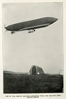 French Military Dirigible Print circa 1910