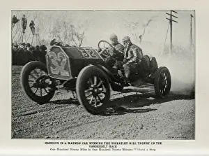 Print of Harroun in a Marmon Car winning the Vanderbilt Race