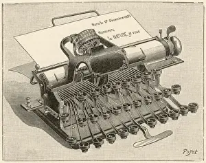 Vintage Typewriters Prints: Dactyle Typewriter / 1896