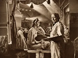 Dame Laura Knight working on a painting of the Palladium Dame Laura Knight working on a painting of the Palladium