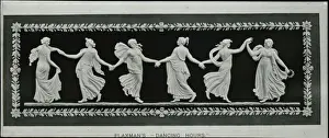 Prints of Black and white. Image shows a bas relief of six ladies, each holding the hand of the ones next to her, and apparently dancing. This is a Wedgwood bas relief originally attributed to John Flaxman Jr John Flaxman Prints: Wedgwood Bas Relief Print, Dancing Hours, circa 1900