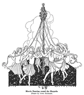 Traditional Folk Dance Prints: Dancing Round Maypole