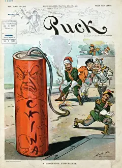 Puck Magazine Illustrations Prints: A dangerous firecracker