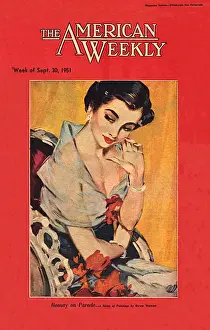 David Wright Pin-up Print, American Weekly, 1951