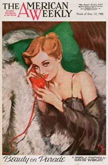 David Wright woman in black negligee on red telephone David Wright woman in black negligee on red telephone