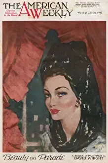 David Wright Glamour Art Prints: David Wright woman in patterned headscarf