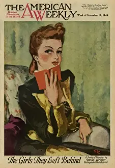 David Wright Glamour Art Prints: David Wright woman with red notebook
