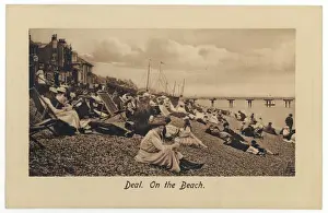 Deal Beach Print: Pebbles and Deckchairs