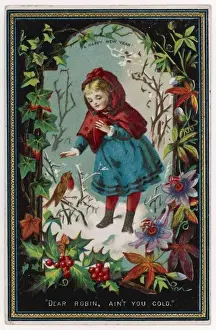 Historical Christmas Illustrations Prints: Dear Robin Aint you Cold
