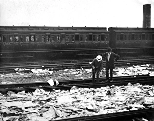 Debris following Llanelli railway strike riots, Wales Debris following Llanelli railway strike riots, Wales