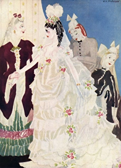 A debutante gets ready for court presentation, 1880s A debutante gets ready for court presentation, 1880s
