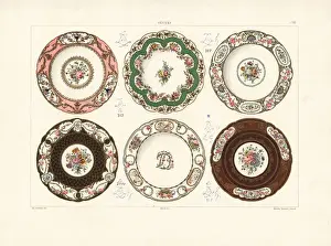 Vintage Chromolithograph Prints: Decorated plates