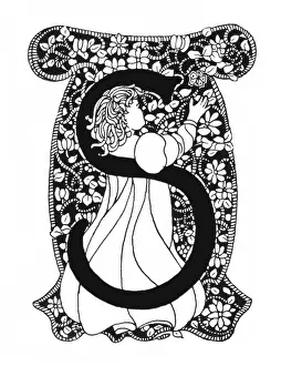 Art Nouveau Initials Print 1905
