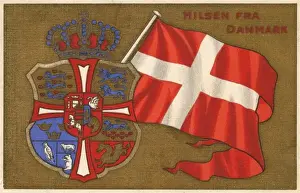 Danish National Flag Prints: Denmark - Crest and Flag