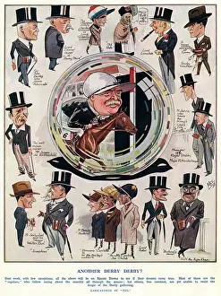 1928 Print of Epsom Derby Personalities Caricatures