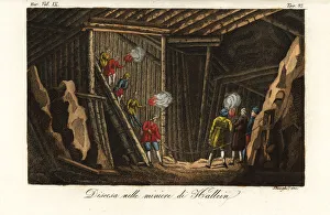 Descent into the Hallein Salt Mine, Austria, 18th century Descent into the Hallein Salt Mine, Austria, 18th century