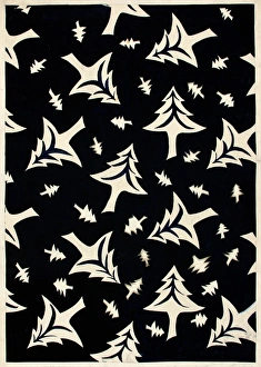 Design with black and white Christmas trees Design with black and white Christmas trees