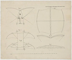 Design drawing for a man-powered flying machine designed by Design drawing for a man-powered flying machine designed by