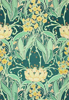 Design for Printed Textile with leaves and flowers Design for Printed Textile with leaves and flowers