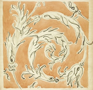 Design for Printed Textile in orange and white Design for Printed Textile in orange and white