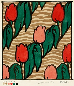 Design for Textile with rows of tulips Design for Textile with rows of tulips
