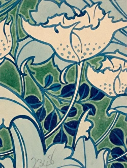 Design for Wallpaper with leaves and flowers Design for Wallpaper with leaves and flowers