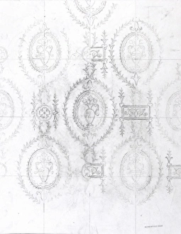 Design for Wallpaper with vases of flowers Design for Wallpaper with vases of flowers
