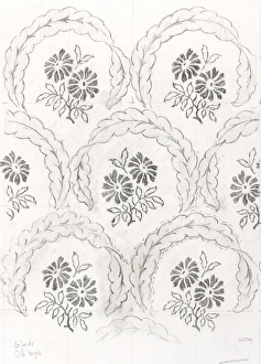 Design for Woven Textile with leaves and flowers Design for Woven Textile with leaves and flowers
