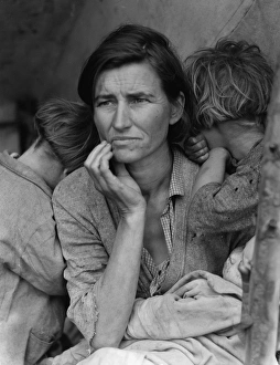 Destitute pea pickers in California. Mother of seven childre Destitute pea pickers in California. Mother of seven childre