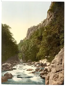 Photochrom Prints From Germany Prints: Devils Bridge, Bodethal, Germany
