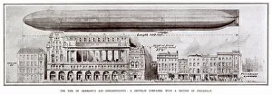 Diagram showing German air-dreadnought, zeppelin compared to a section of buildings in Diagram showing German air-dreadnought, zeppelin compared to a section of buildings in