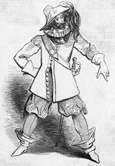 Victorian Theatre History Prints: Dickens as Capt Bobadil