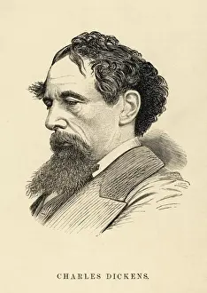Charles Dickens Portrait Prints: Dickens Left Profile