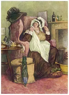 Charles Dickens Prints: Martin Chuzzlewit Print: Sarah Gamp as Midwife