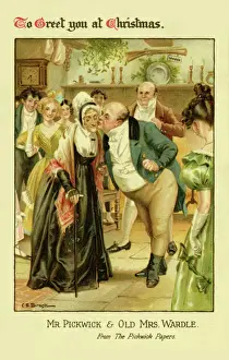 Early 20th Century Print of Mr Pickwick and old Mrs Wardle from The Pickwick Papers
