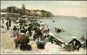 Seaside Holiday Photos Prints: Dieppe - Crowded Plage