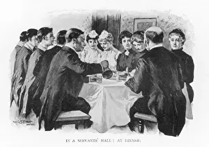 Servants Hall Dinner Print: Butler and Staff